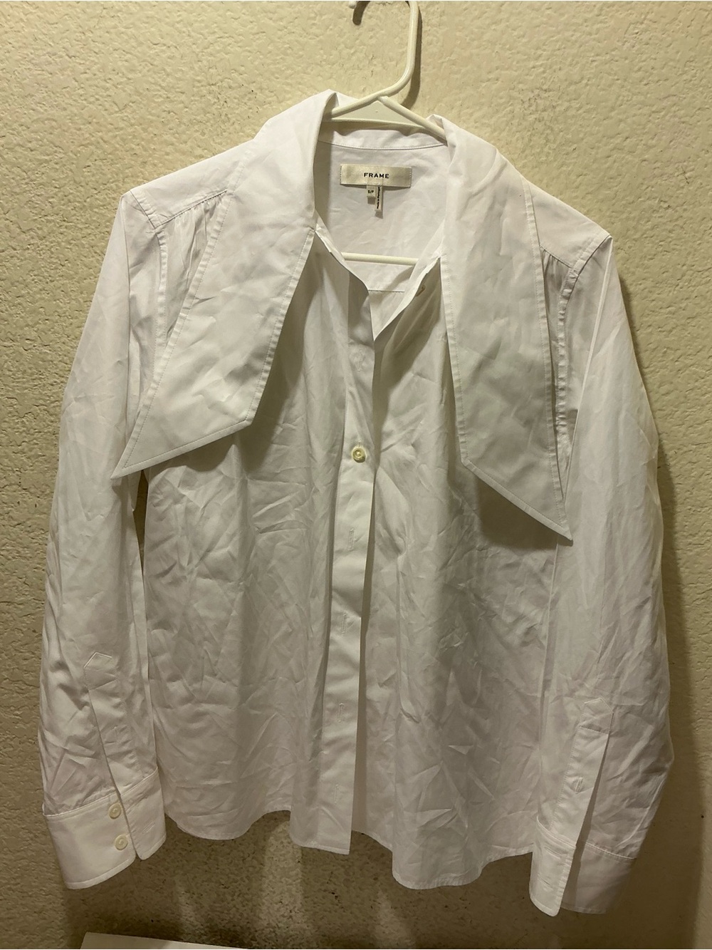 Frame Denim White Pointed-Collar Cotton Button-Down Shirt